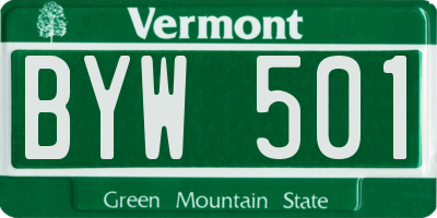 VT license plate BYW501