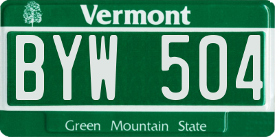 VT license plate BYW504