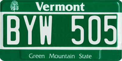 VT license plate BYW505