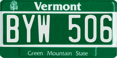 VT license plate BYW506