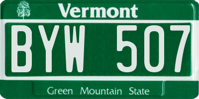 VT license plate BYW507
