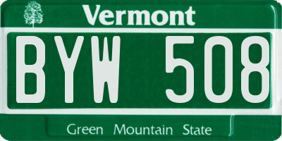 VT license plate BYW508