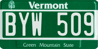 VT license plate BYW509