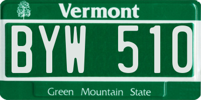 VT license plate BYW510