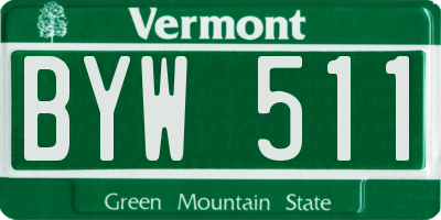 VT license plate BYW511