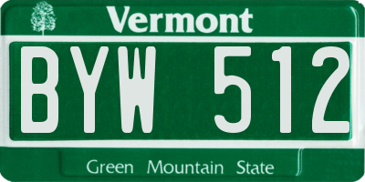 VT license plate BYW512