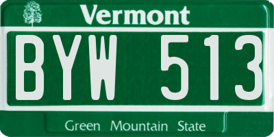 VT license plate BYW513