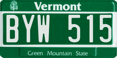 VT license plate BYW515