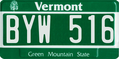 VT license plate BYW516