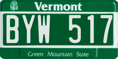 VT license plate BYW517