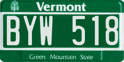 VT license plate BYW518