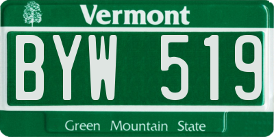 VT license plate BYW519