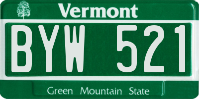 VT license plate BYW521