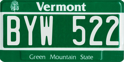 VT license plate BYW522
