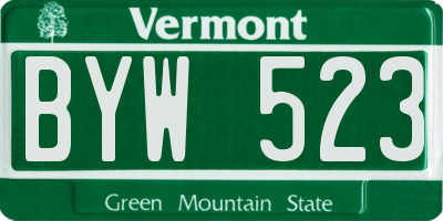 VT license plate BYW523