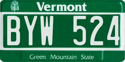 VT license plate BYW524
