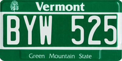 VT license plate BYW525