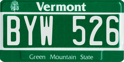 VT license plate BYW526