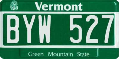 VT license plate BYW527