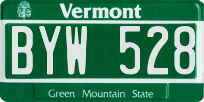VT license plate BYW528