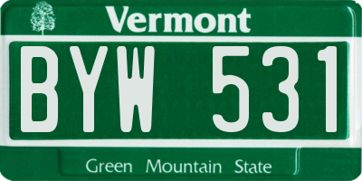 VT license plate BYW531