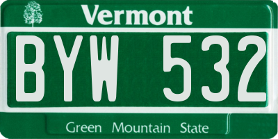 VT license plate BYW532