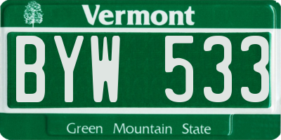 VT license plate BYW533