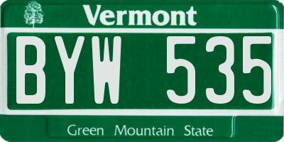 VT license plate BYW535
