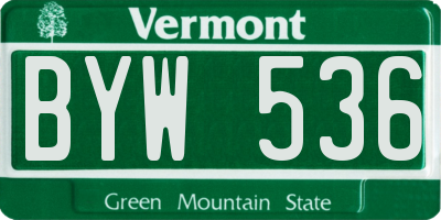 VT license plate BYW536