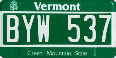 VT license plate BYW537