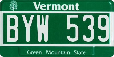 VT license plate BYW539