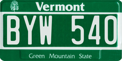 VT license plate BYW540