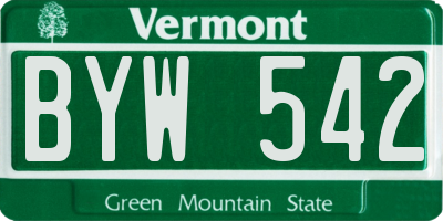VT license plate BYW542