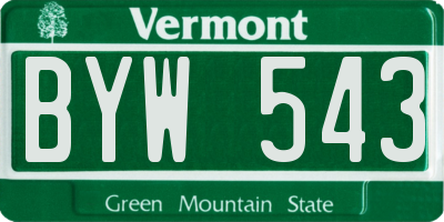 VT license plate BYW543