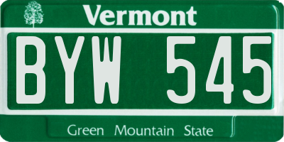 VT license plate BYW545