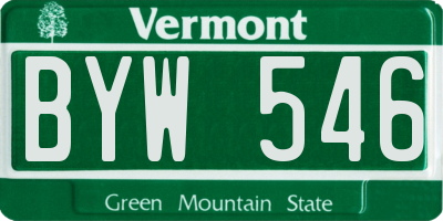 VT license plate BYW546