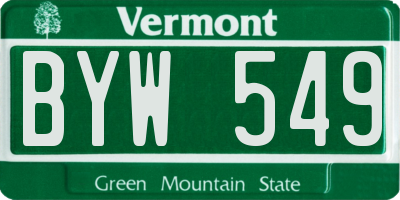 VT license plate BYW549