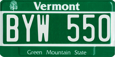VT license plate BYW550