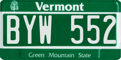 VT license plate BYW552