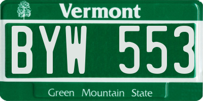 VT license plate BYW553