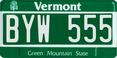 VT license plate BYW555