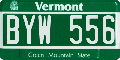 VT license plate BYW556
