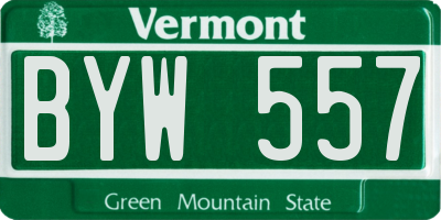 VT license plate BYW557