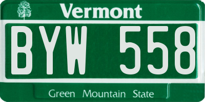 VT license plate BYW558