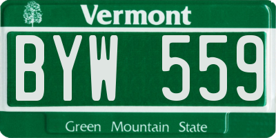 VT license plate BYW559