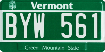 VT license plate BYW561