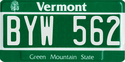 VT license plate BYW562