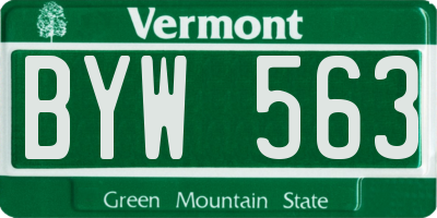 VT license plate BYW563