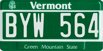 VT license plate BYW564