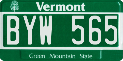 VT license plate BYW565